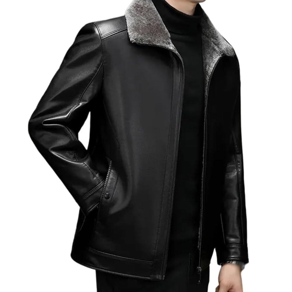 NSUQOA JSEIAJB Leather Jacket Men Casual Coat Loose Autumn